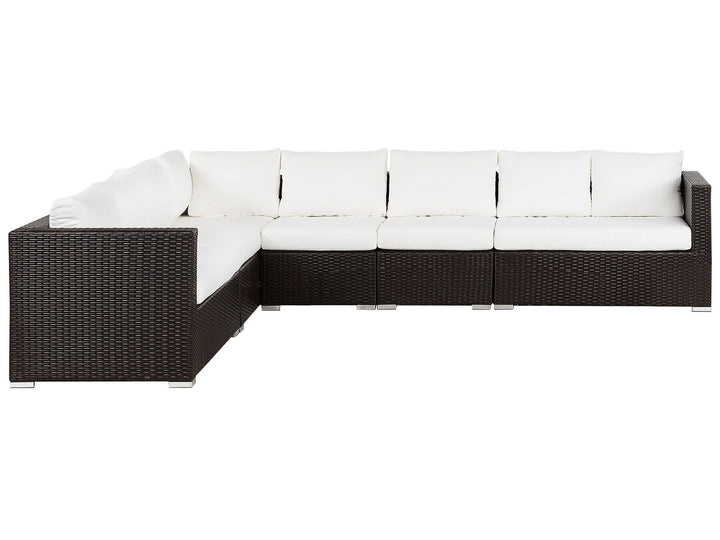 Garden Lounge Set with Table 8 Seater XXL Right Hand Modular PE Rattan Dark Brown