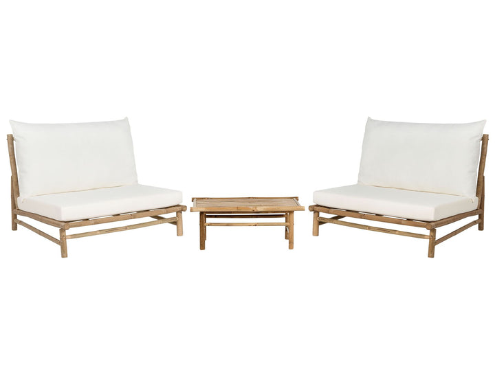 Todi Garden Lounge Set with Table 2 Seater Bamboo Wood Off-White