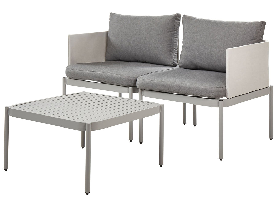 Terracina Garden Lounge Set with Table 2 Seater Metal Light Grey