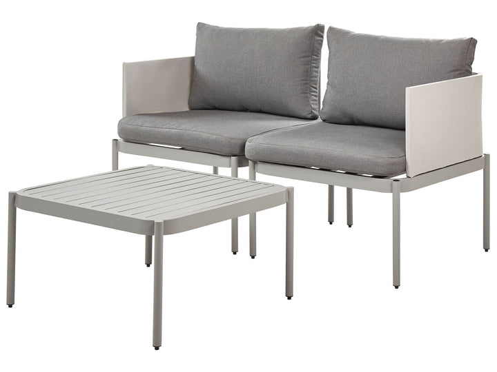 Terracina Garden Lounge Set with Table 2 Seater Metal Light Grey