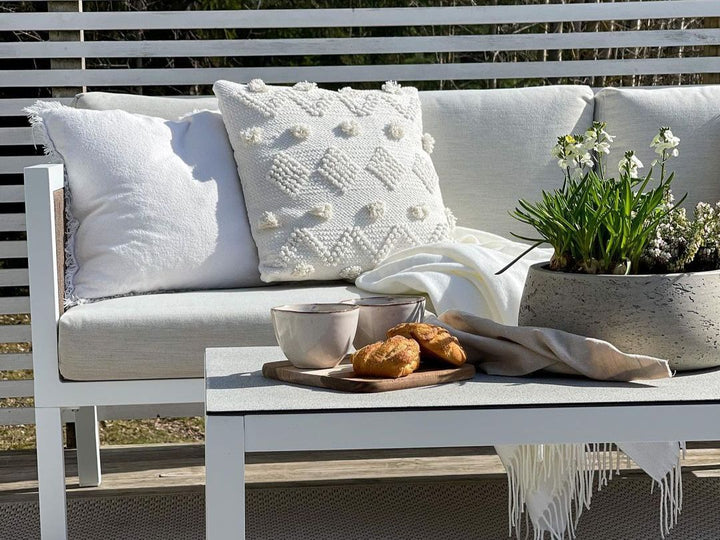 Borello Garden Lounge Set with Table 5 Seater Metal White