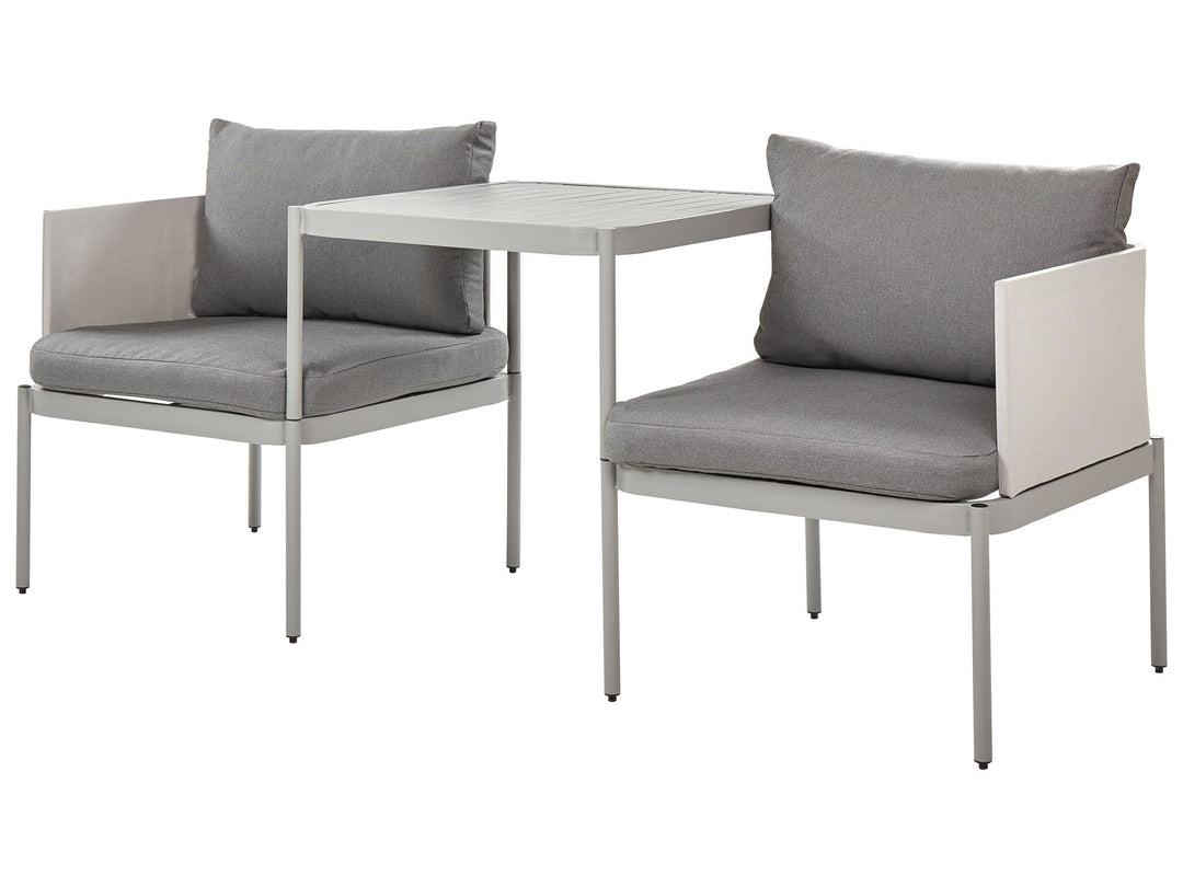 Terracina Garden Lounge Set with Table 2 Seater Metal Light Grey