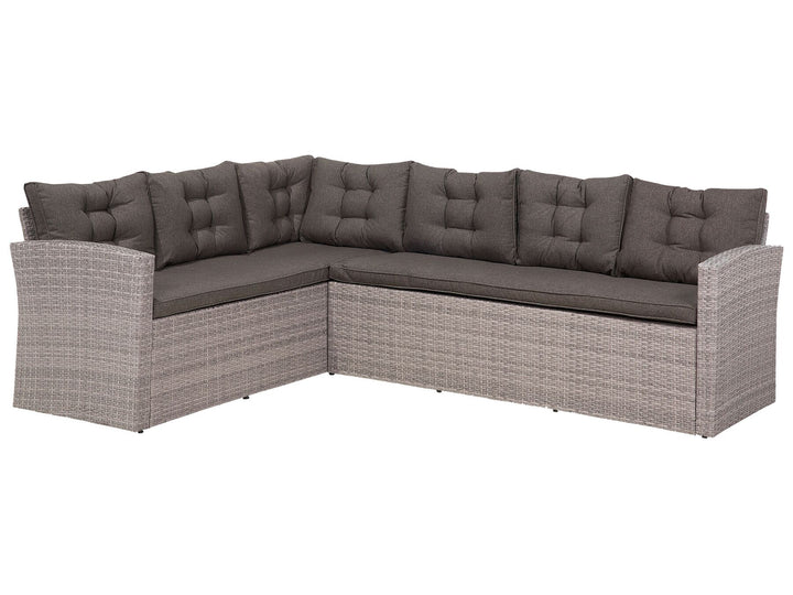 Viterbo Garden Lounge Set with Table 8 Seater with Cushions PE Rattan Grey