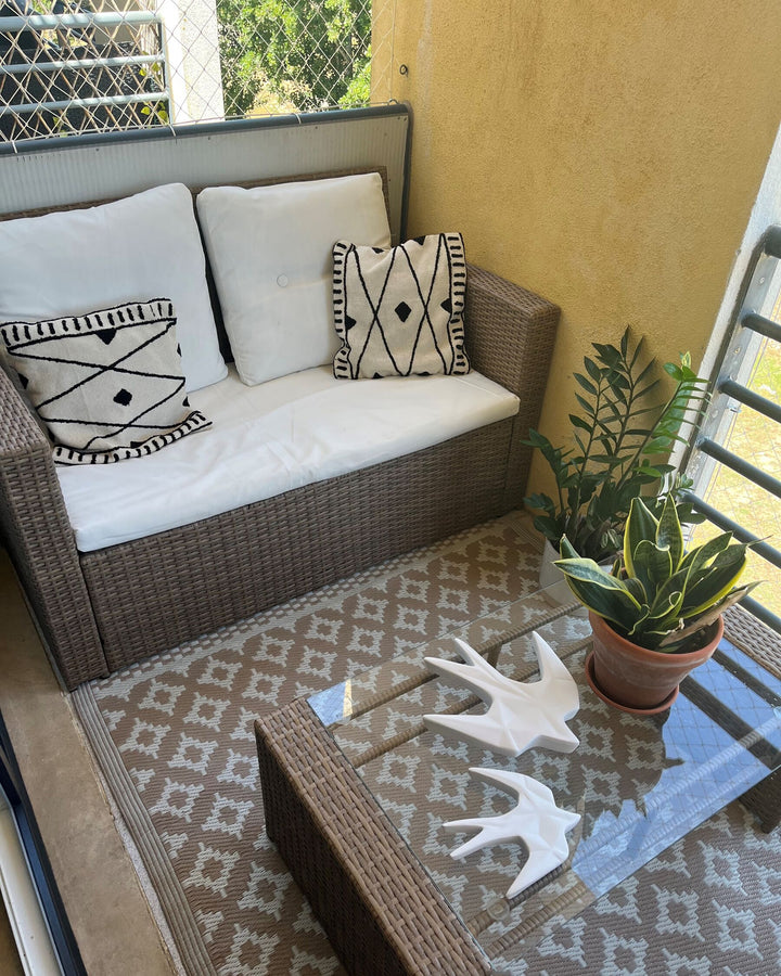 Garden Lounge Set with Table 4 Seater Luca PE Rattan Light Brown