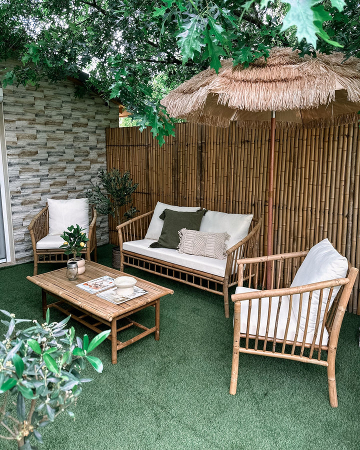 Maggiore Garden Lounge Set with Table 4 Seater Bamboo Wood Light Brown