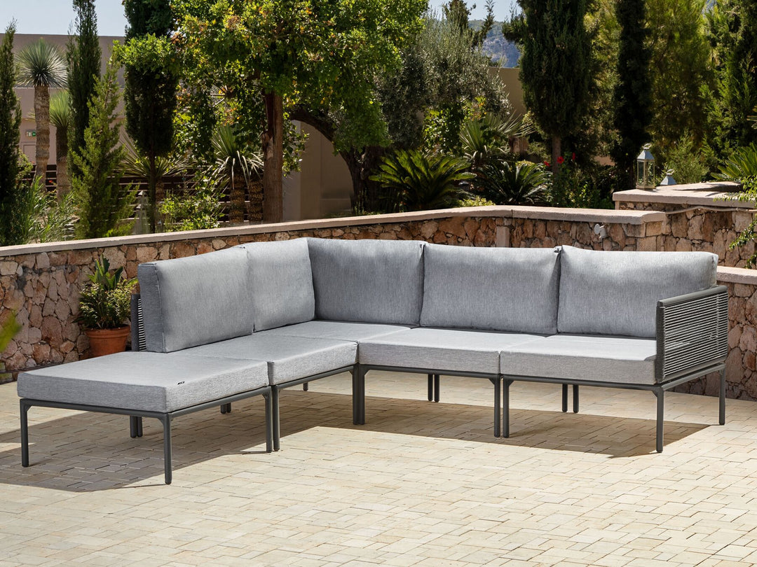 Forano Garden Corner Sofa with Table 6 Seater Metal Grey