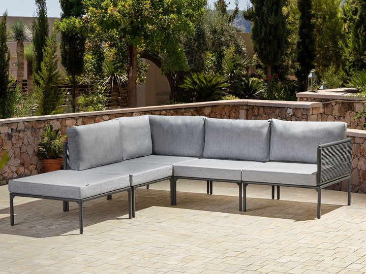 Forano Garden Corner Sofa with Table 6 Seater Metal Grey