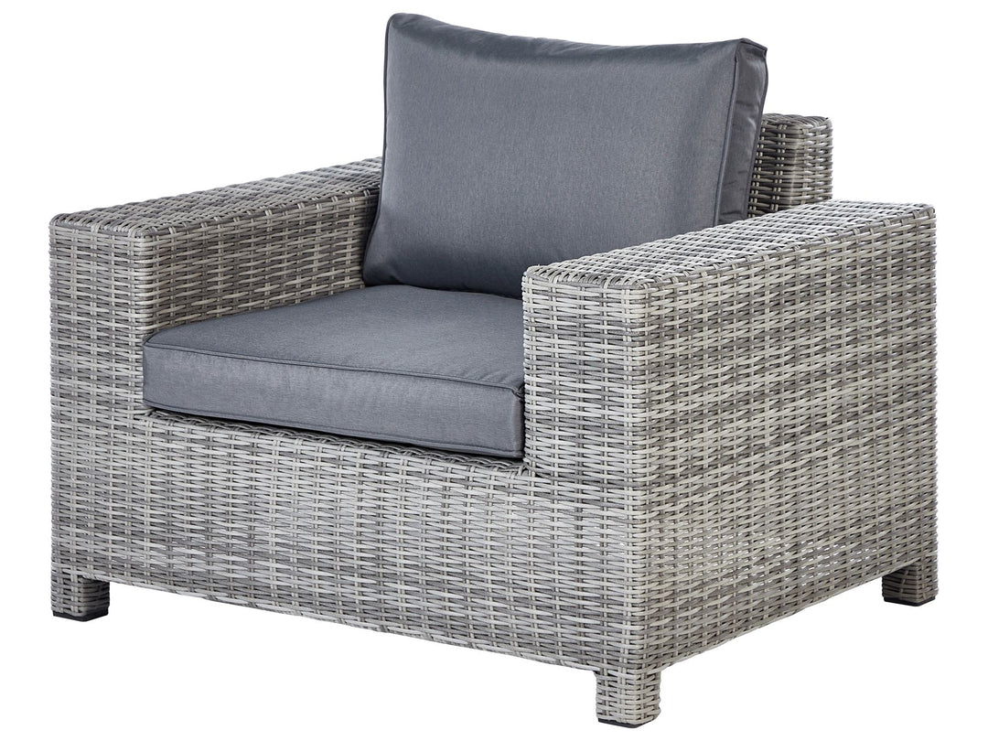 Teglio Garden Lounge Set with Table and Ottoman 9 Seater Modular PE Rattan Grey