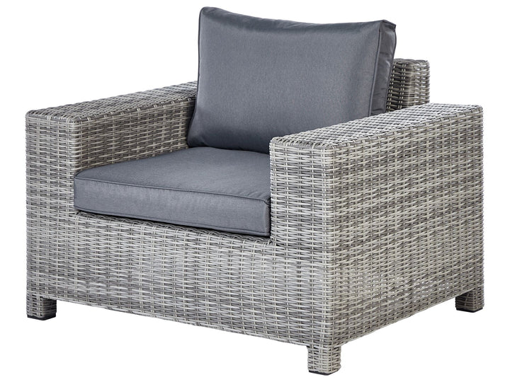 Teglio Garden Lounge Set with Table and Ottoman 9 Seater Modular PE Rattan Grey