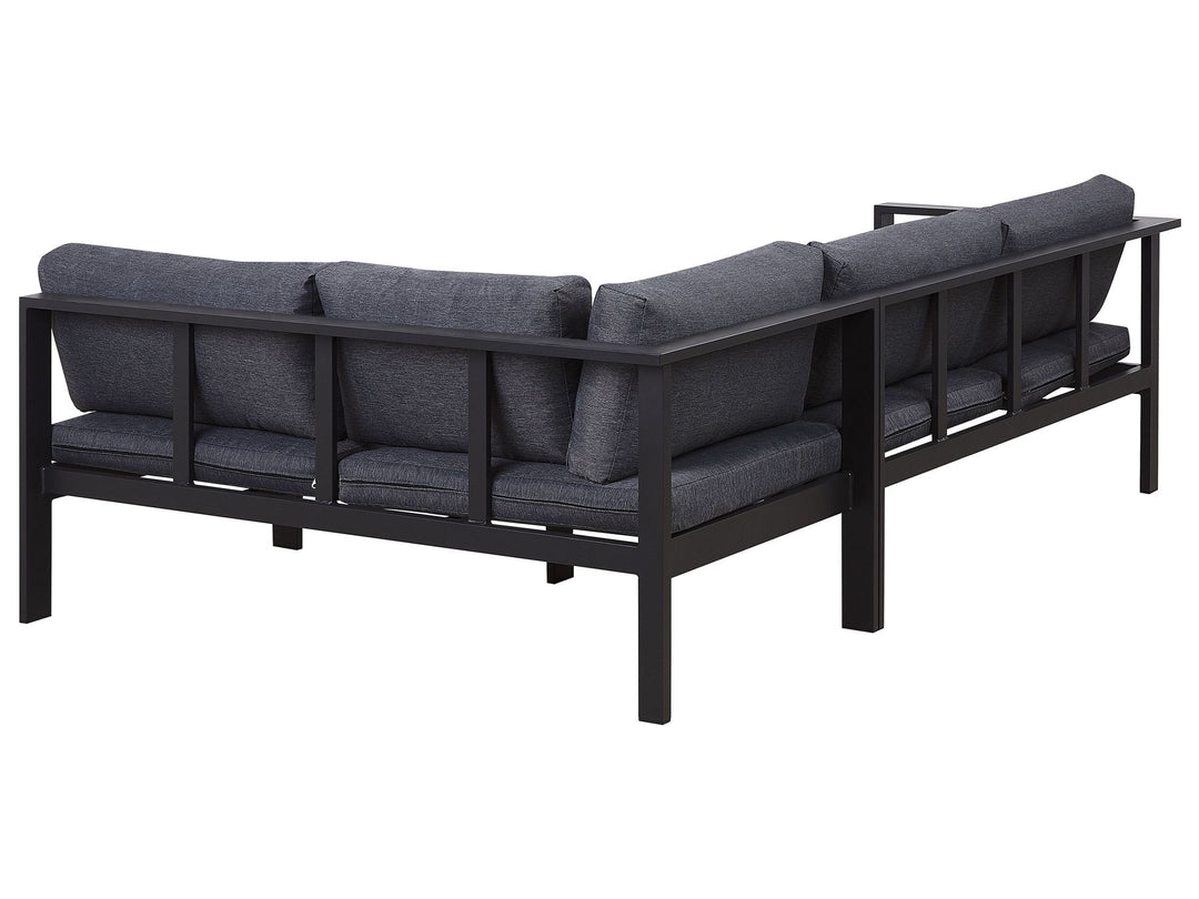 Messina Garden Corner Sofa with Table 5 Seater Left Hand Metal Black