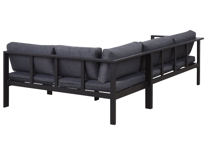 Messina Garden Corner Sofa with Table 5 Seater Left Hand Metal Black