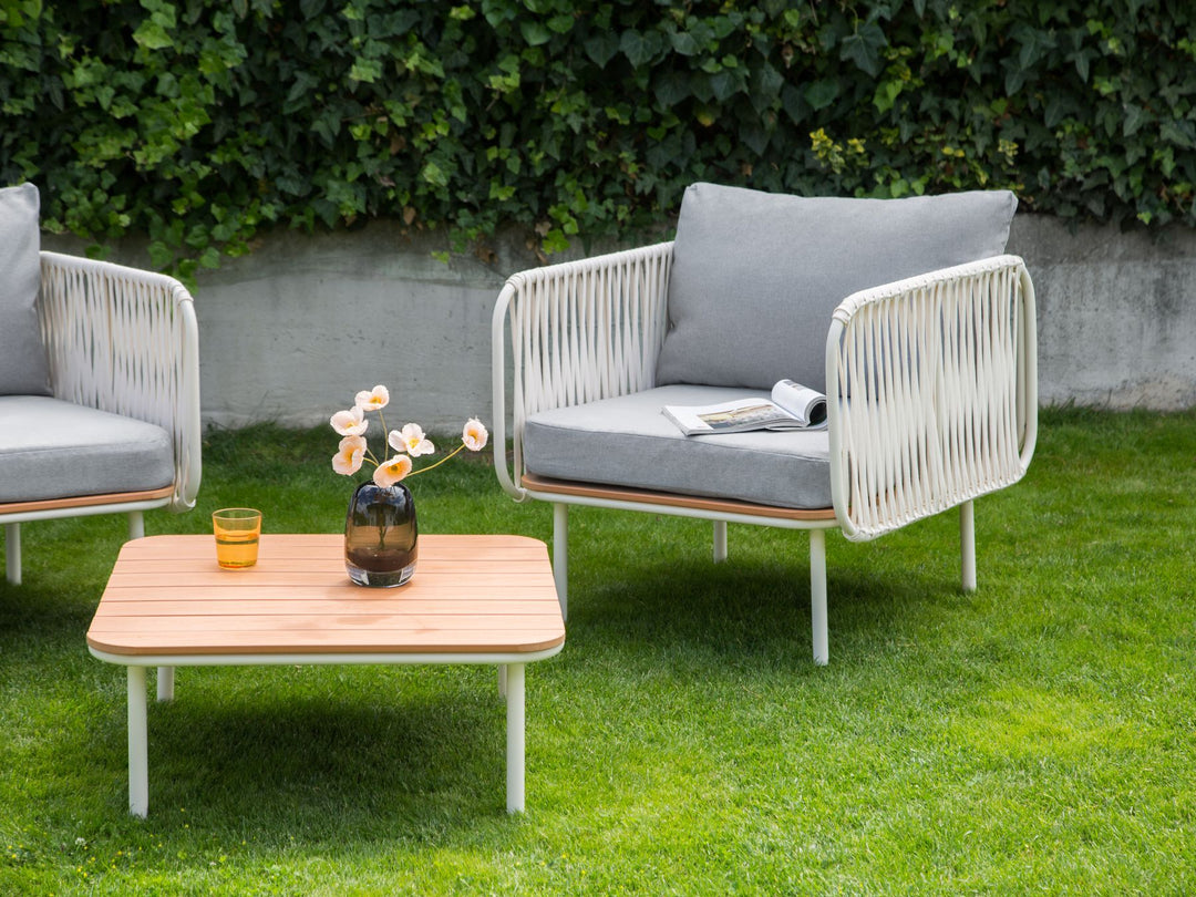 Senise Garden Lounge Set with Table 2 Seater Metal Grey