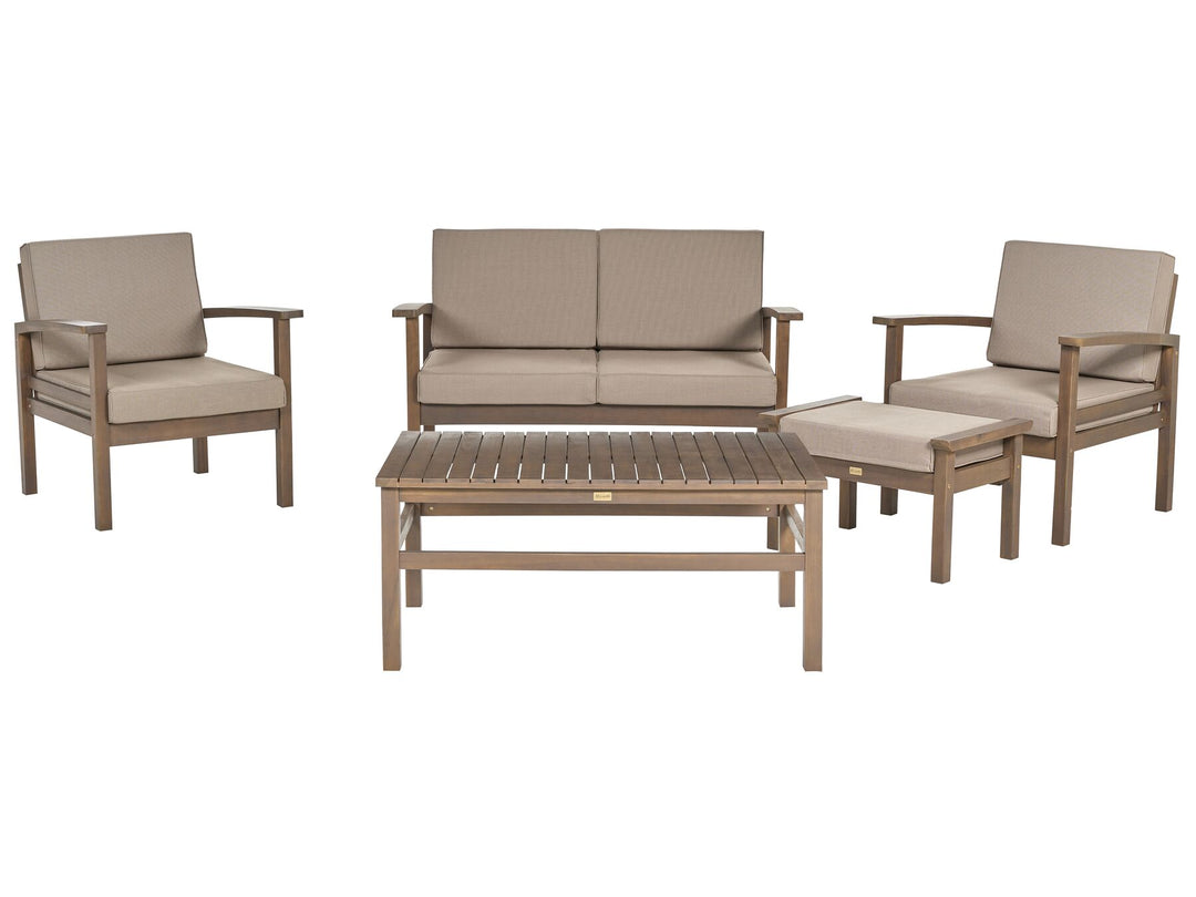 Manila Garden Lounge Set with Table 4 Seater Certified Acacia Wood Dark Brown