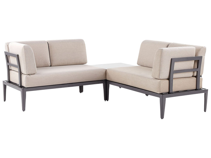 Rima III Garden Corner Sofa with Table 6 Seater Left Hand Modular Metal Beige