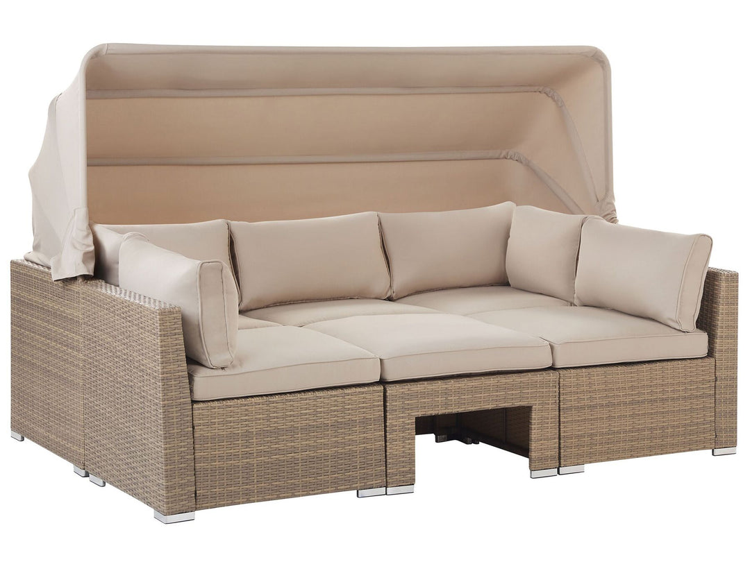 Coccolia Garden Lounge Set with Table 5 Seater Modular PE Rattan Beige