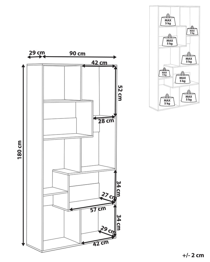 6 Tier Bookcase 180 cm Light Brown Shemari