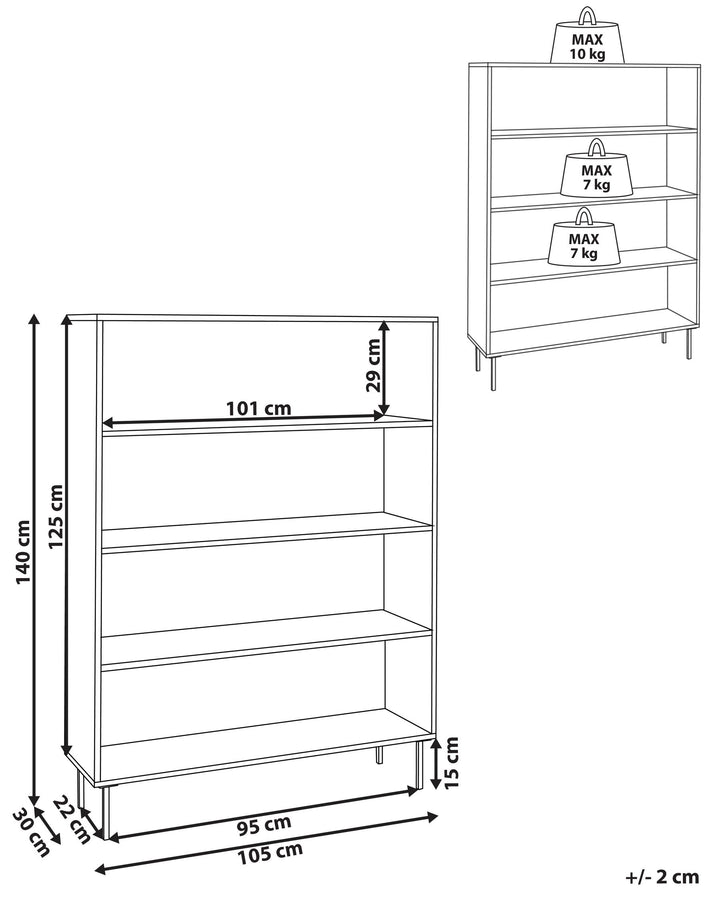 4 Tier Bookcase 140 cm Dark Brown Verdon