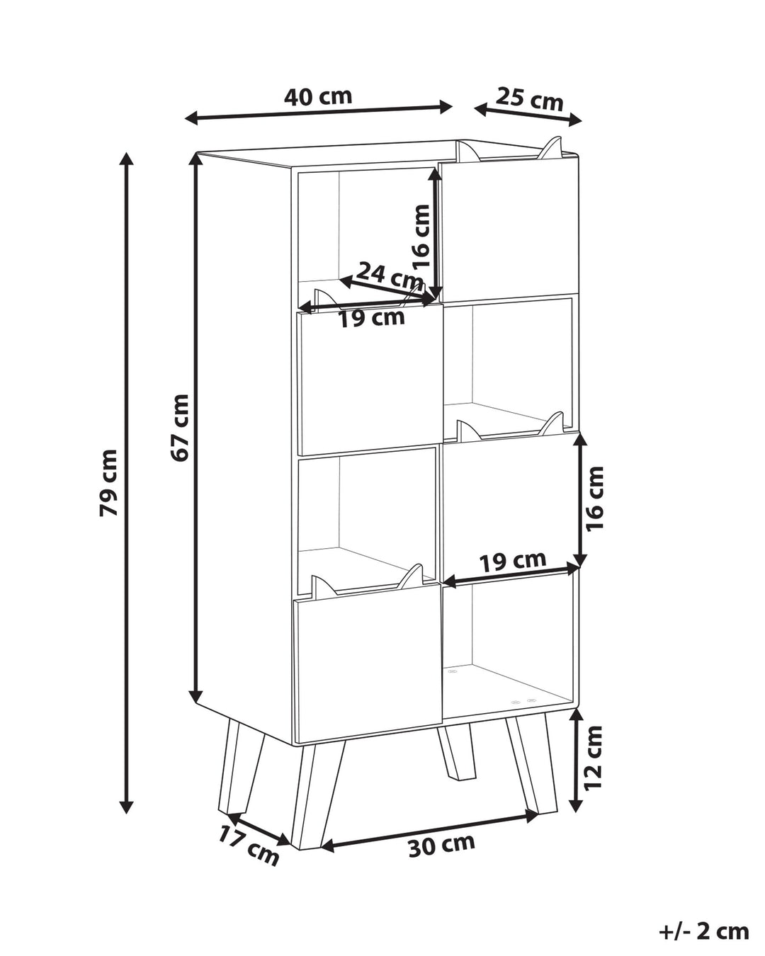4 Tier Bookcase 79 cm Light Brown Makena