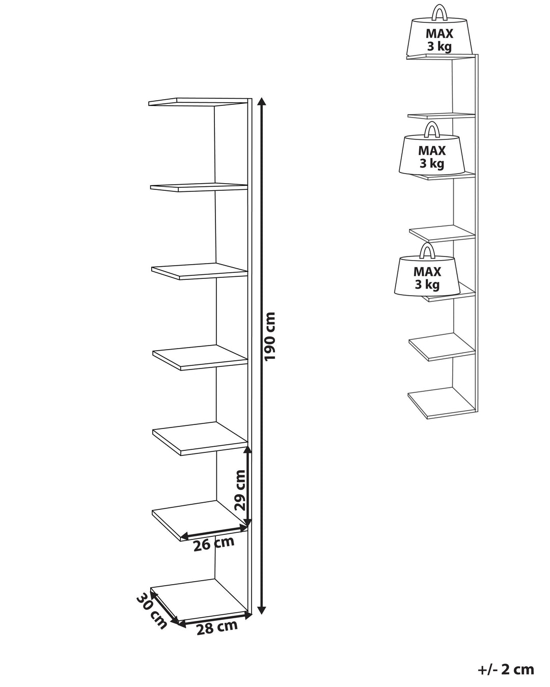Wall Bookshelf 190 cm Light Brown Yadira