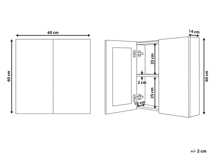 Bathroom Wall Mounted Mirror Cabinet 60 cm 60 cm White Navarra