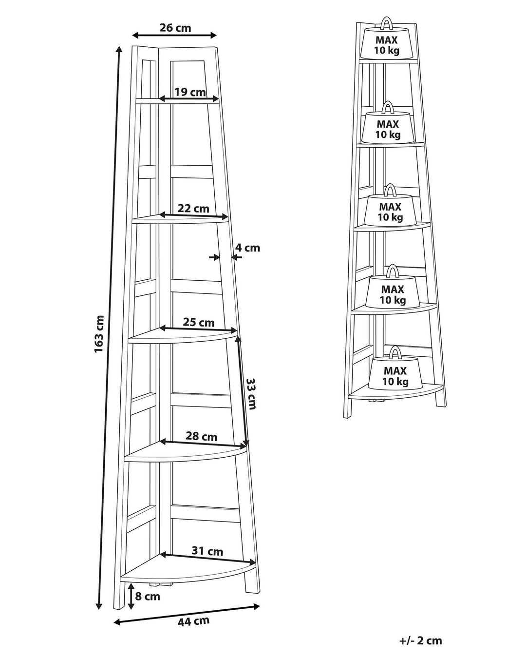 Corner 5 Tier Shelving Unit 163 cm Black Trisha