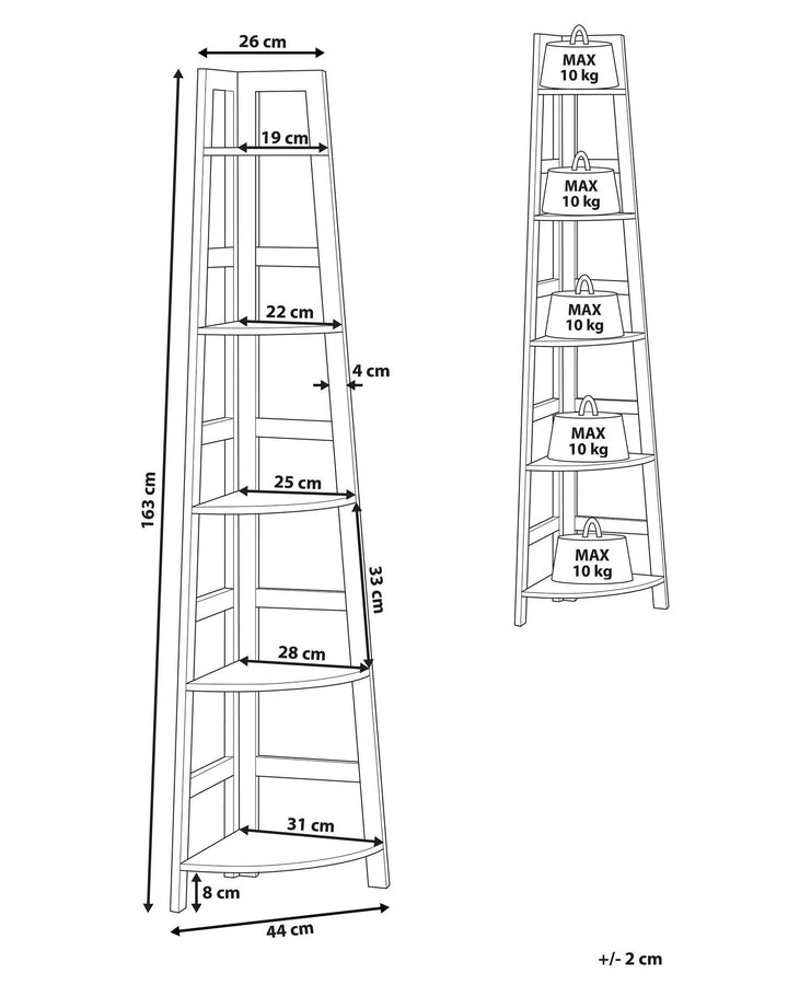 Corner 5 Tier Shelving Unit 163 cm Black Trisha