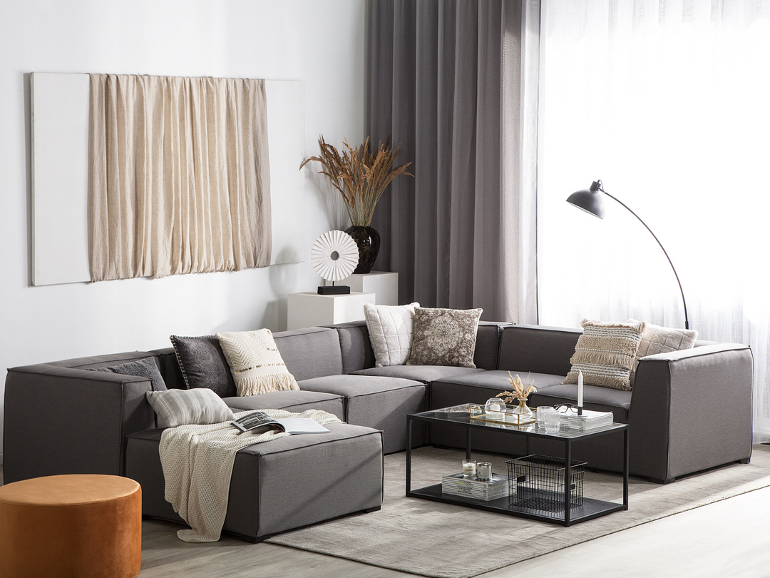 Arezzo Garden Corner Sofa with Ottoman 7 Seater Right Hand Modular Grey