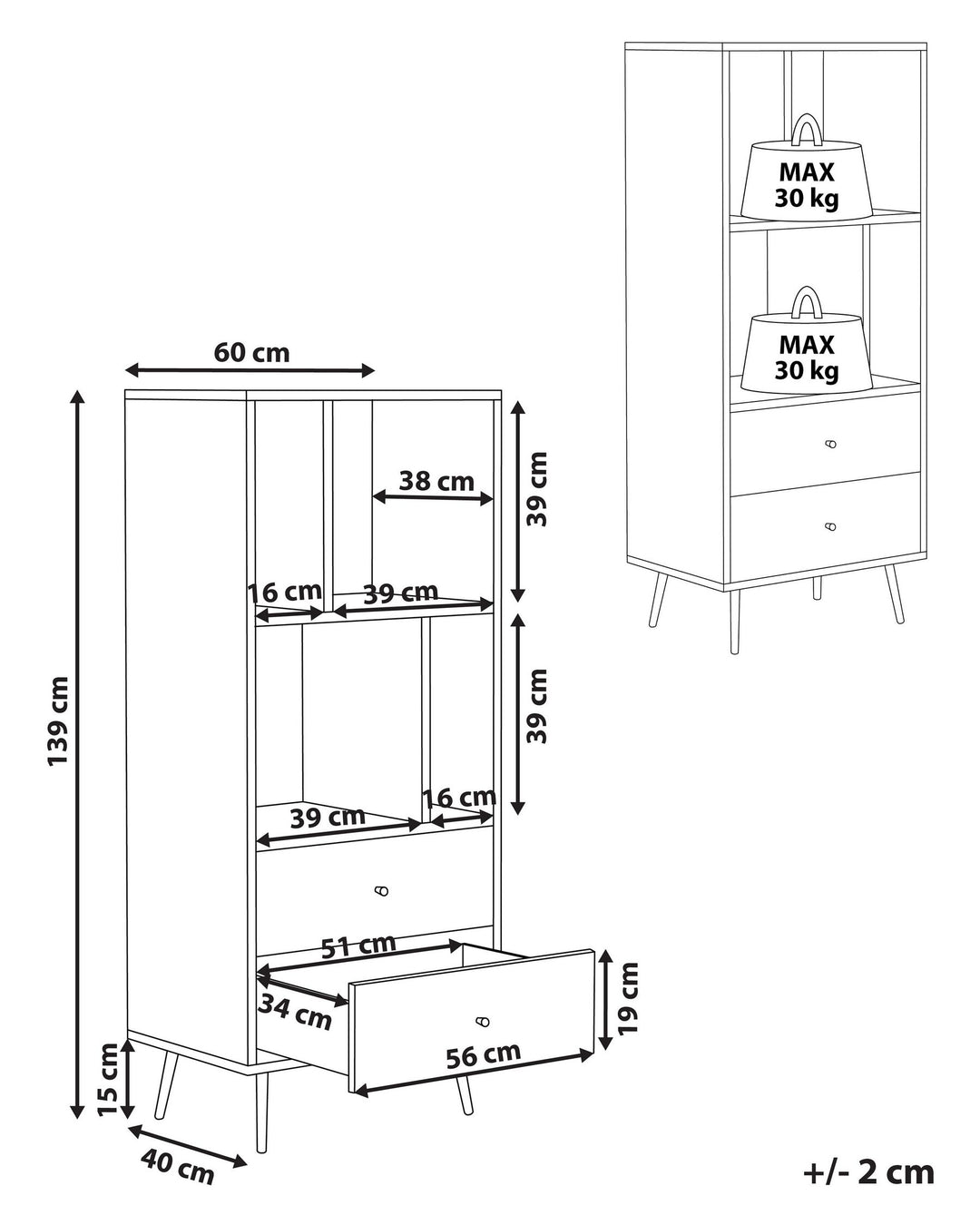 Shelving Unit139 cm Light Oak Allya