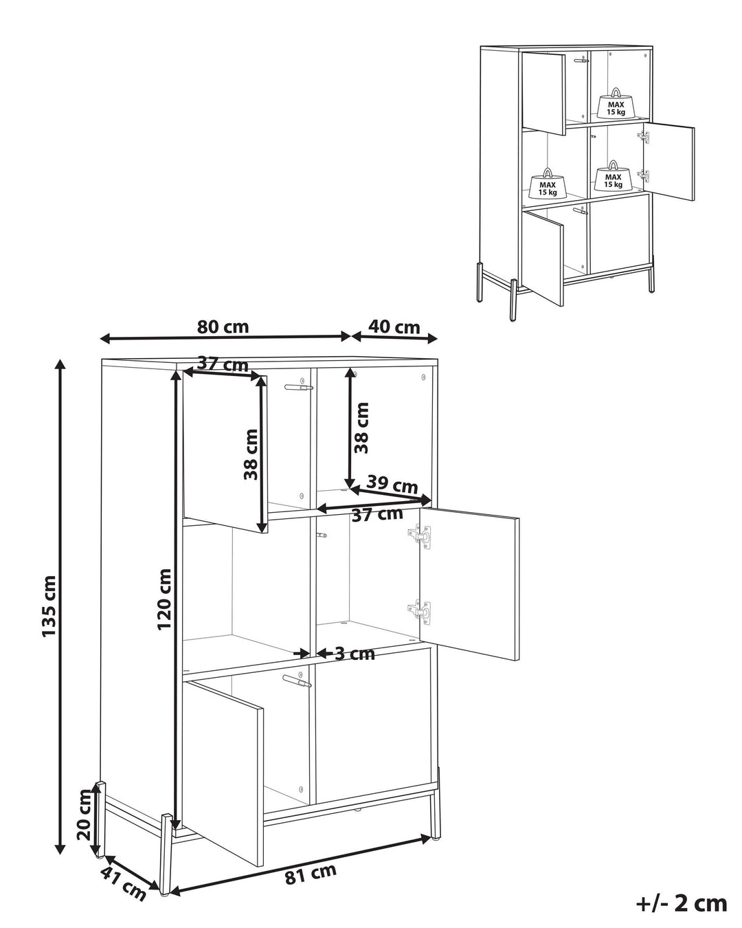 Shelving Unit 135 cm Brown/ Black Moira