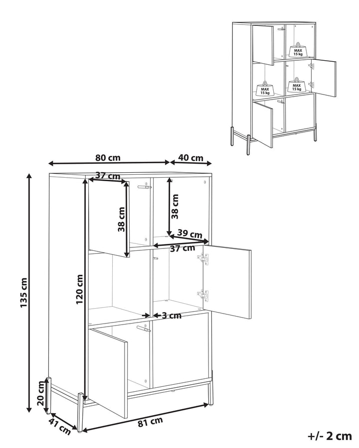 Shelving Unit 135 cm Brown/ Black Moira