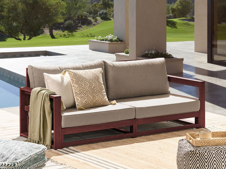 Timor Garden Sofa 2 Seater Modular Certified Acacia Wood Dark Red