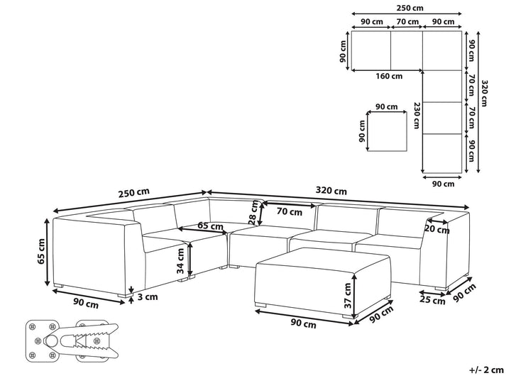 Arezzo Garden Corner Sofa with Ottoman 7 Seater Right Hand Modular Light Grey
