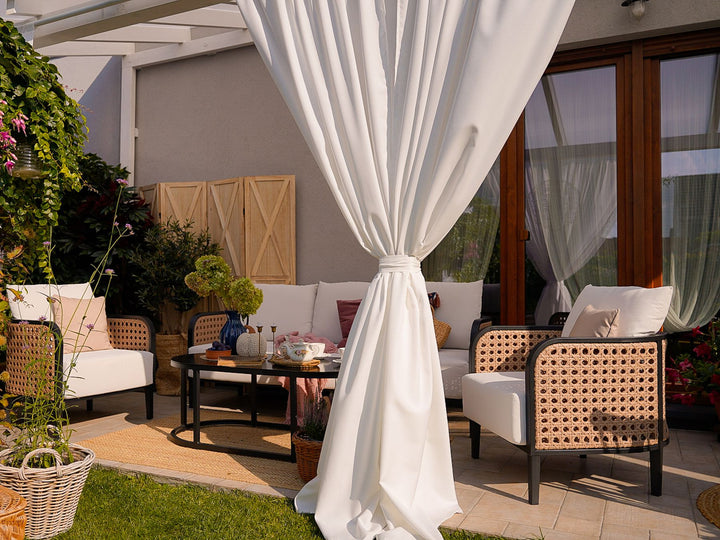 Montefalco Garden Lounge Set with Table 5 Seater Metal White