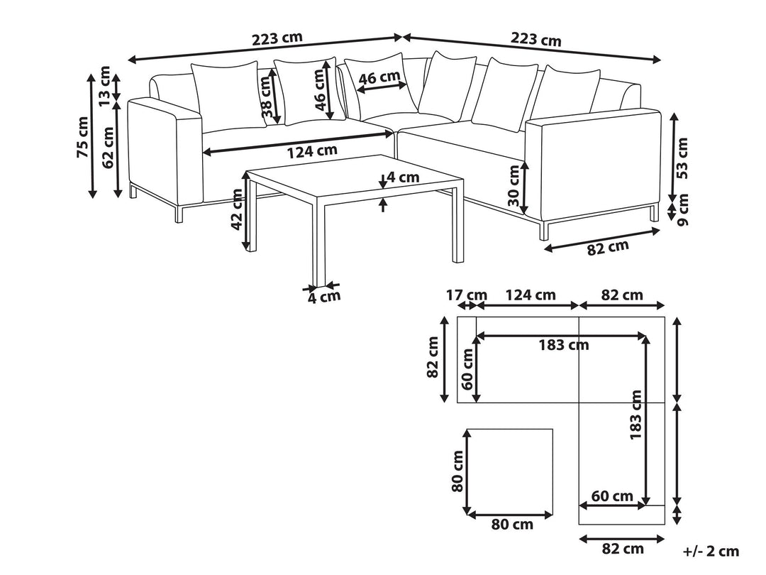 Belize Garden Corner Sofa with Table 5 Seater Right Hand Modular Beige