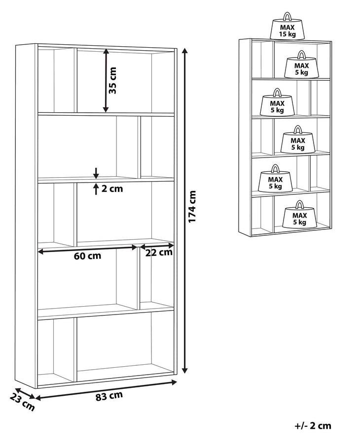 Mark 5 Tier Bookcase 174 cm Dark Brown Orilla