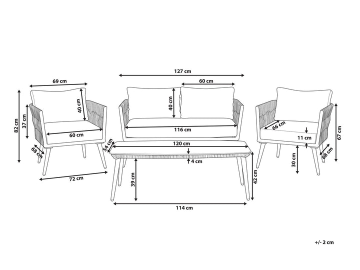 Preveza Garden Lounge Set with Table 4 Seater PE Rattan Grey