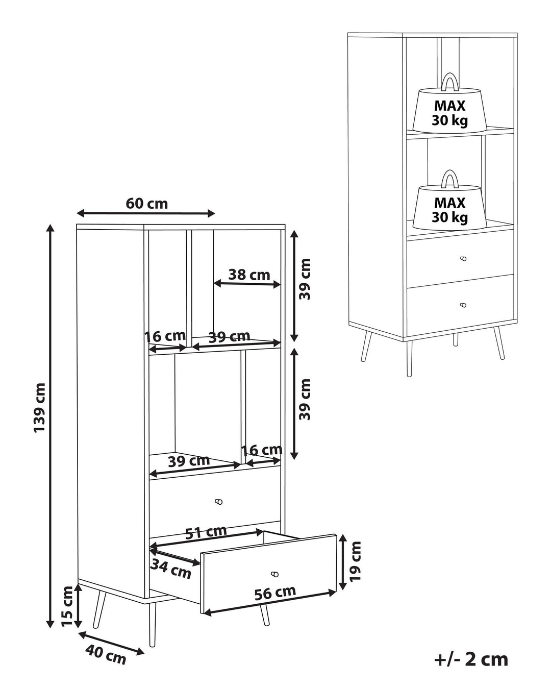Shelving Unit 139 cm Dark Walnut Allya