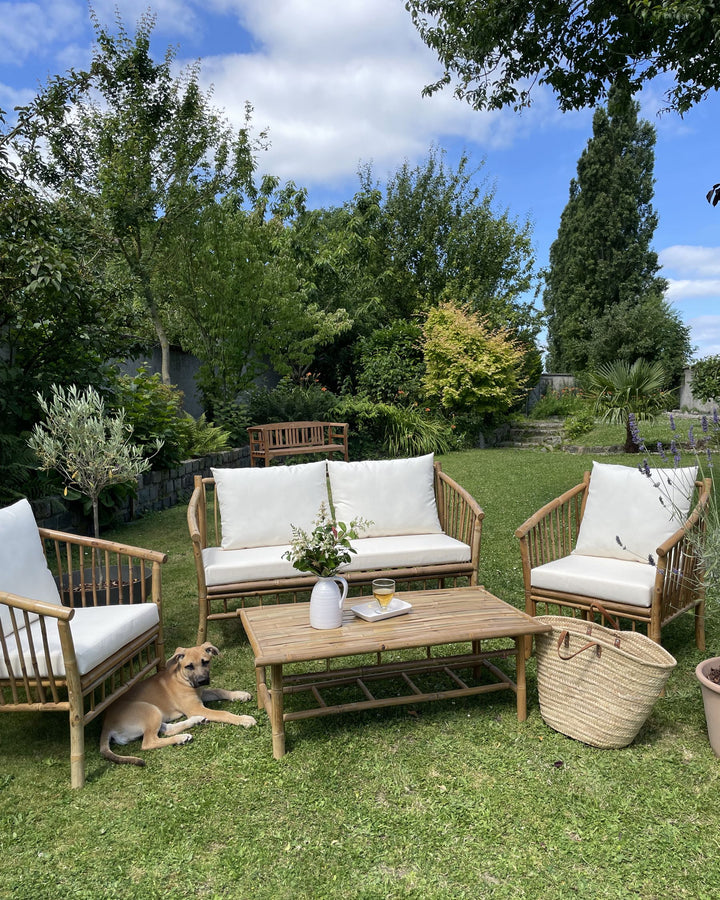 Maggiore Garden Lounge Set with Table 4 Seater Bamboo Wood Light Brown