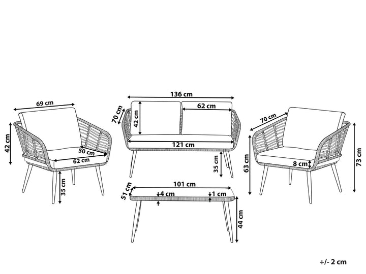 Corinth II Garden Lounge Set with Table 4 Seater PE Rattan Natural
