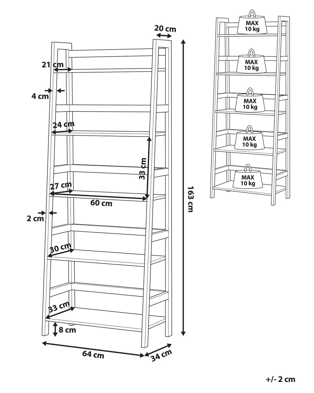 5 Tier Shelving Unit 163 cm Black Yaelle
