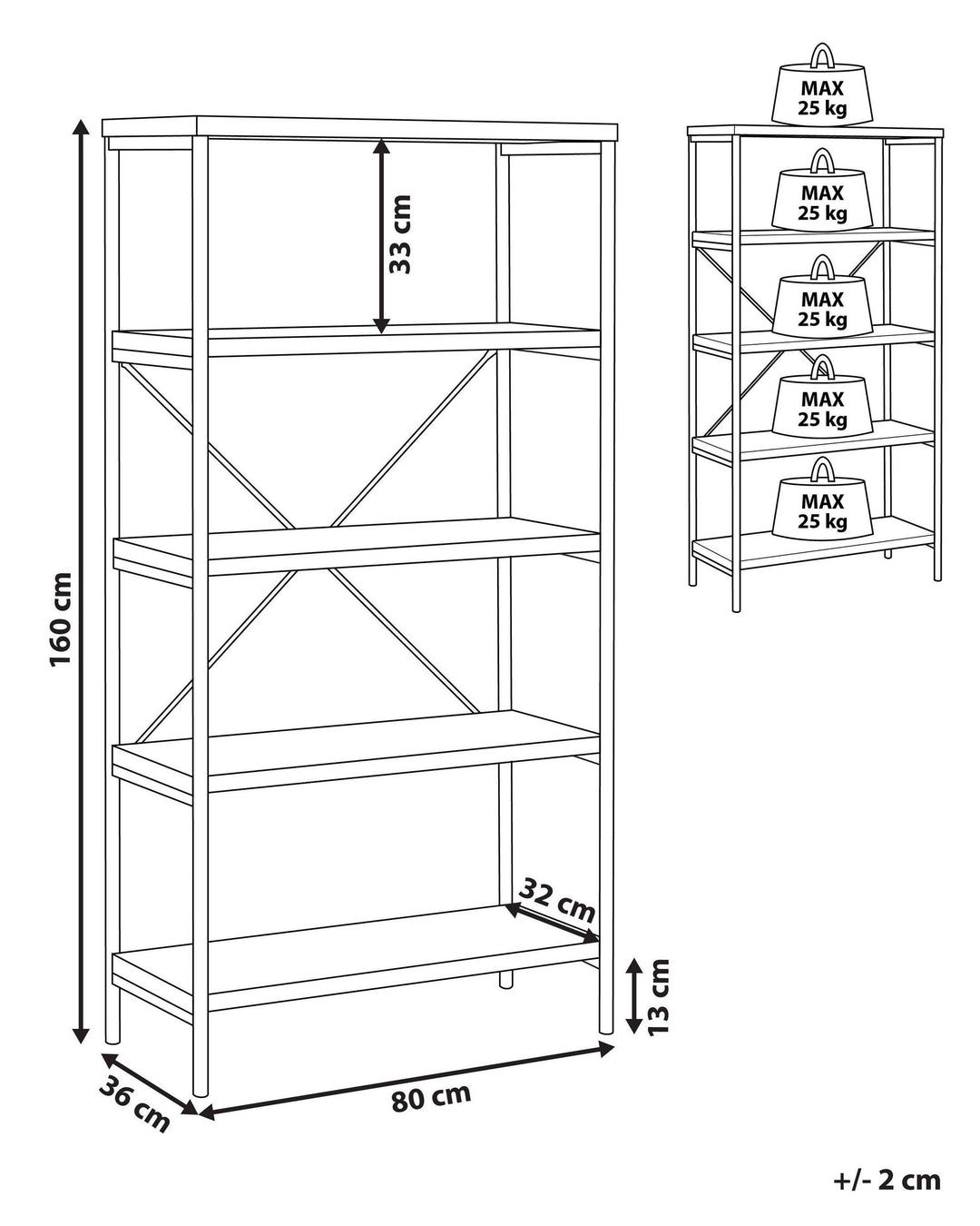Aldea 4 Tier Shelving Unit 160 cm Dark Brown Brisbane
