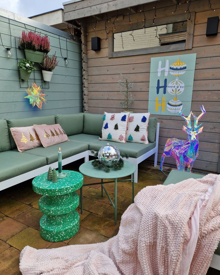Messina Garden Corner Sofa with Table 5 Seater Left Hand Metal Green