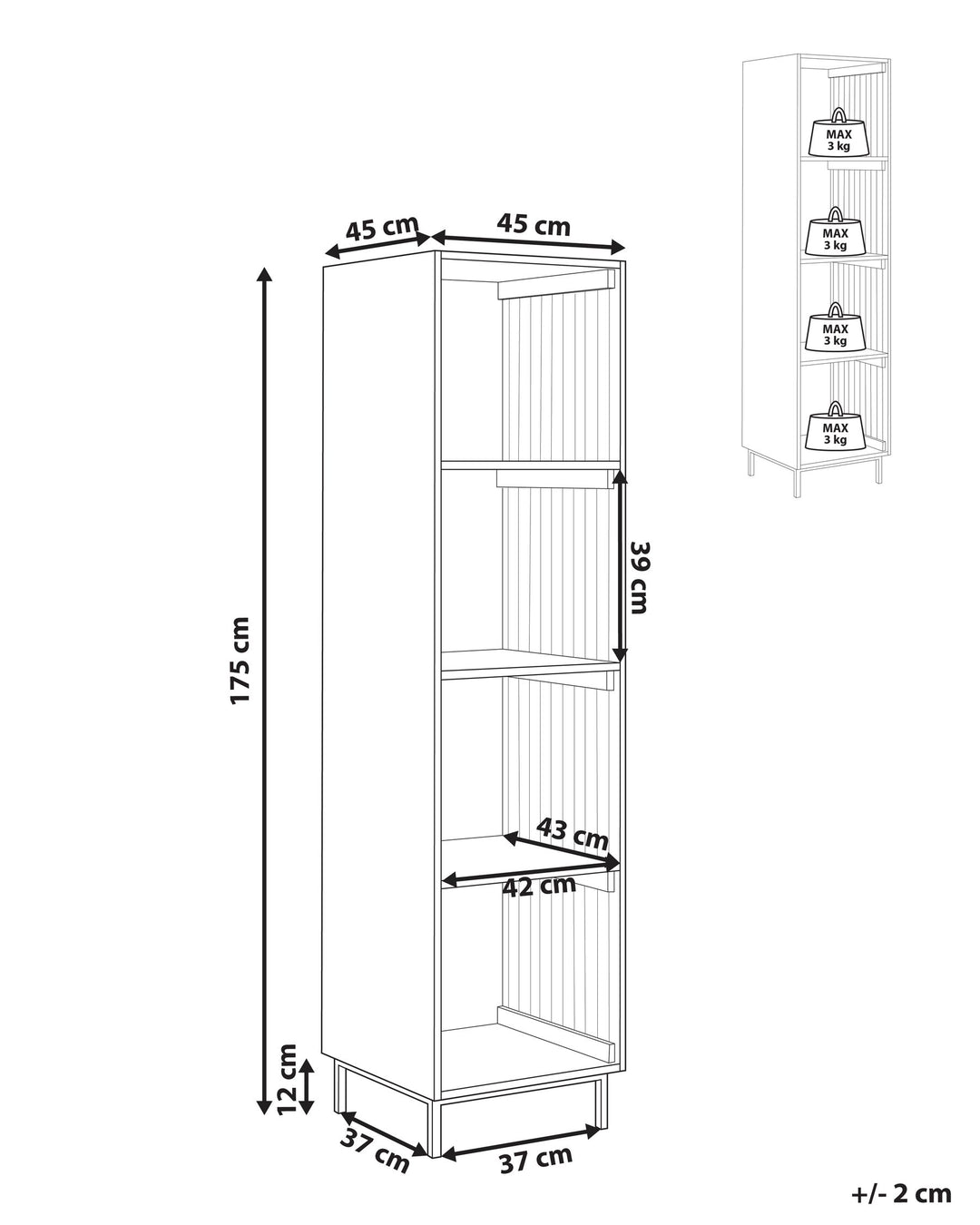 4 Tier Shelving Unit 175 cm Light Brown Skodak