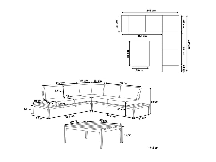 Positano Garden Corner Sofa with Table 5 Seater Off-White