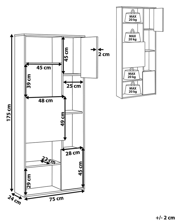 Isabel Shelving Unit 175 cm Dark Brown/ White Grada