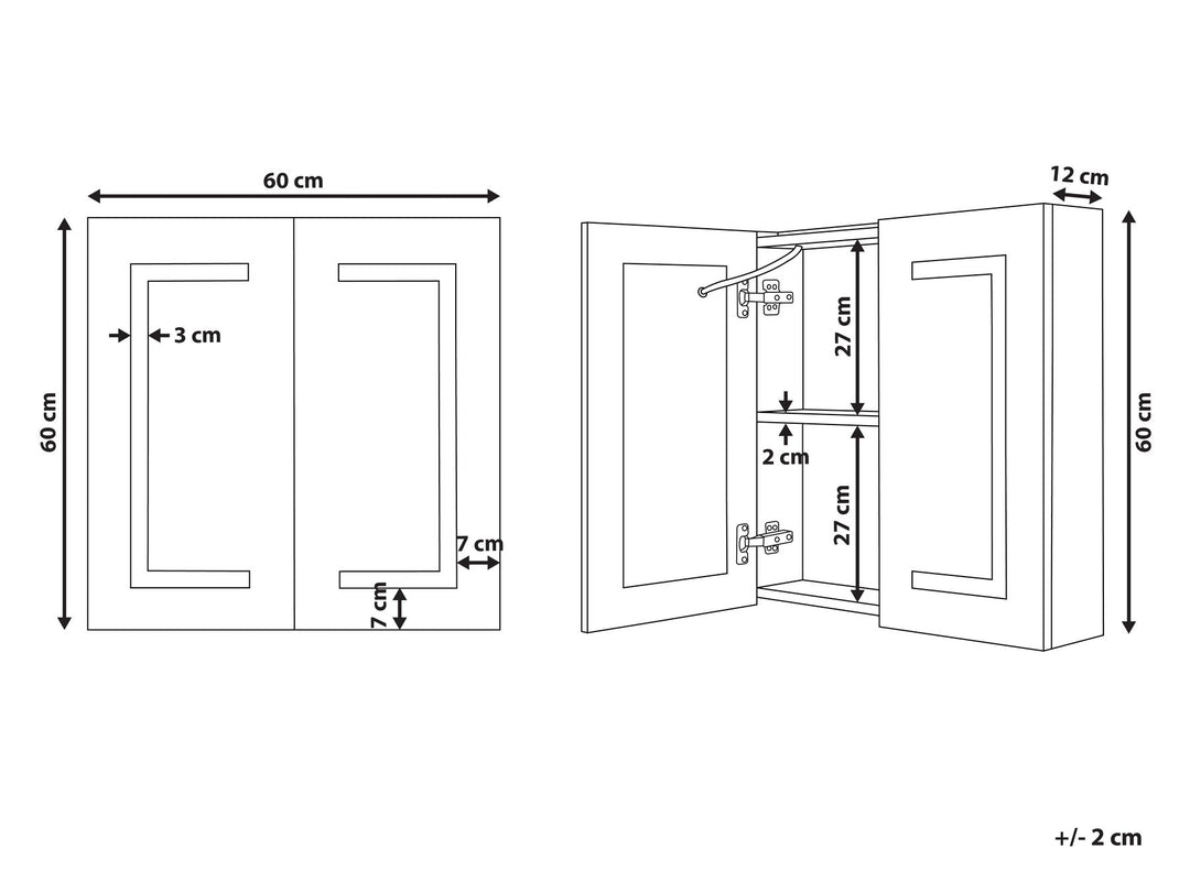 Bathroom Wall Mounted Mirror Cabinet LED 60 cm 60 cm Black Mazarredo
