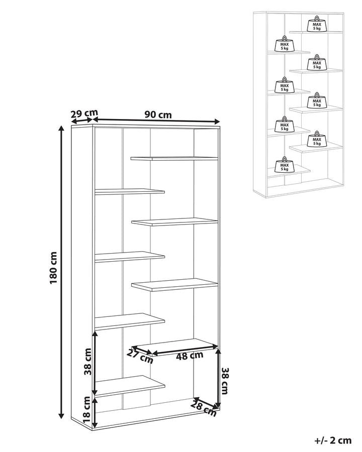 8 Tier Bookcase 180 cm White Lorayn