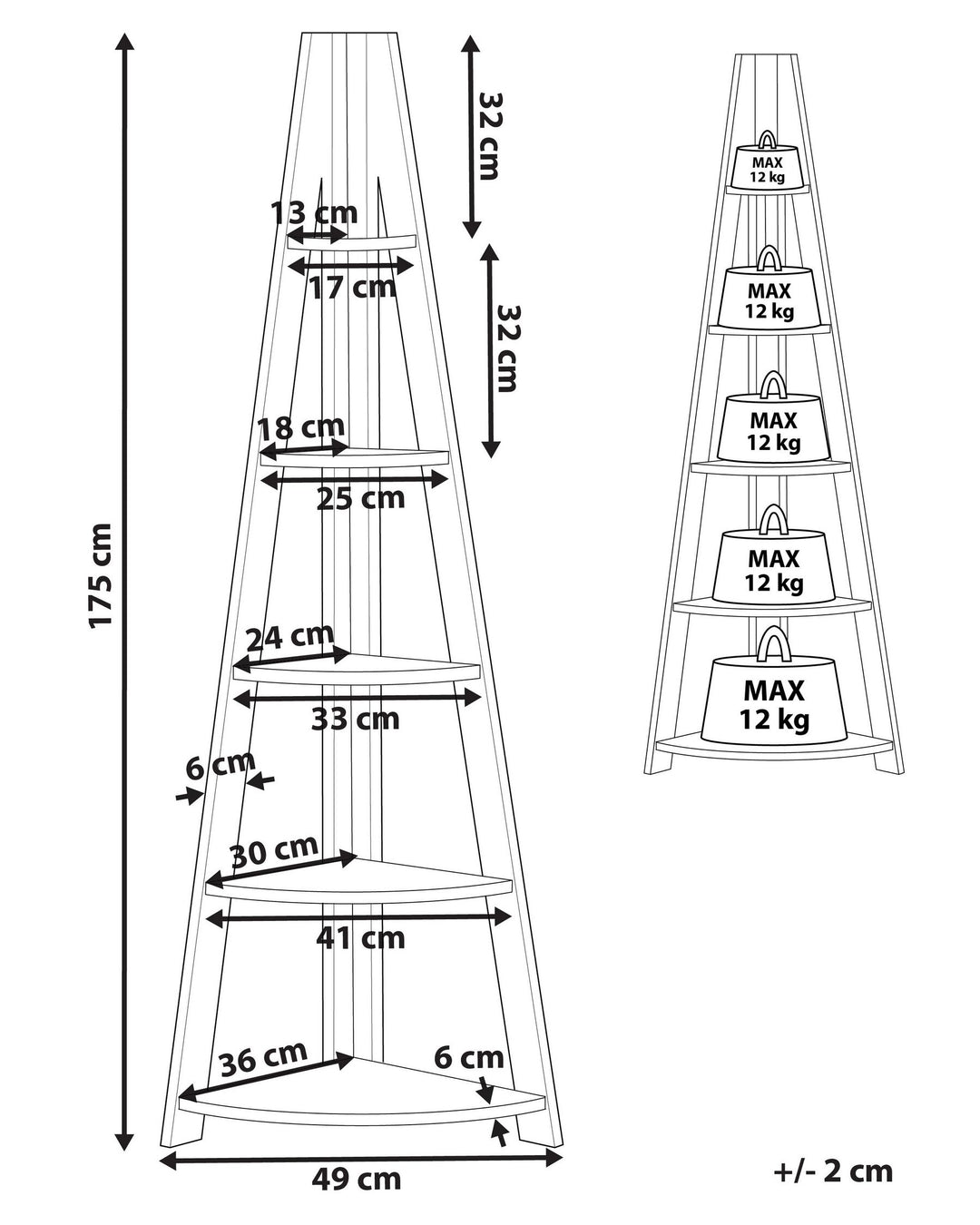 Corner 5 Tier Shelving Unit 175 cm Grey Susan