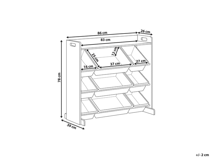 Shelf with 9 Storage Boxes 78 cm Grey Rocco