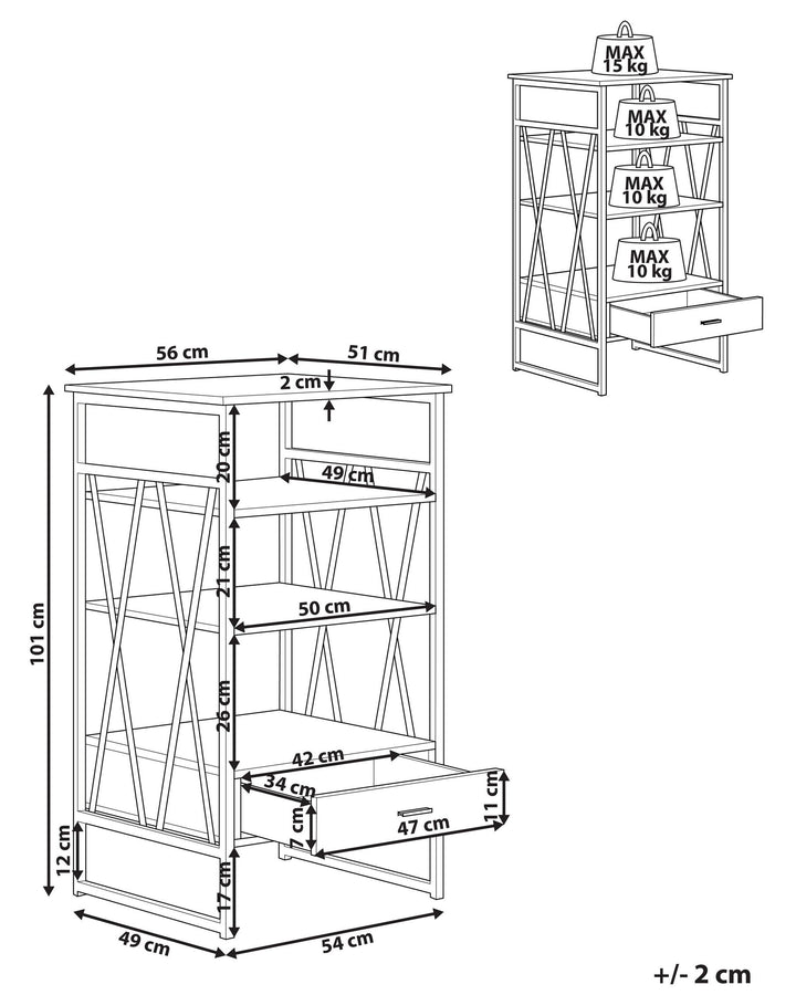 3 Tier Shelving Unit 101 cm Dark Brown Lucia